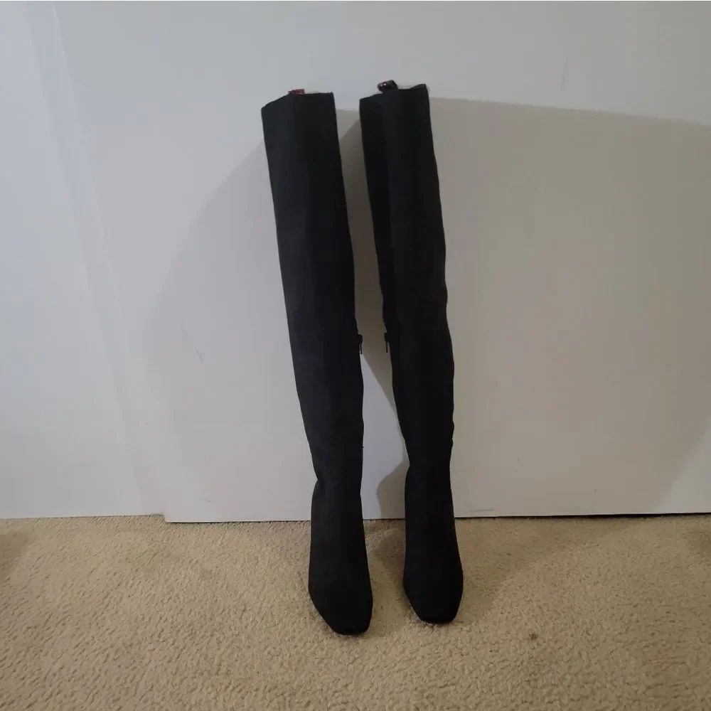 🆕️👢Gabrielle Union Over The Knee Boots, Blk/Red - Sz 8-1/2